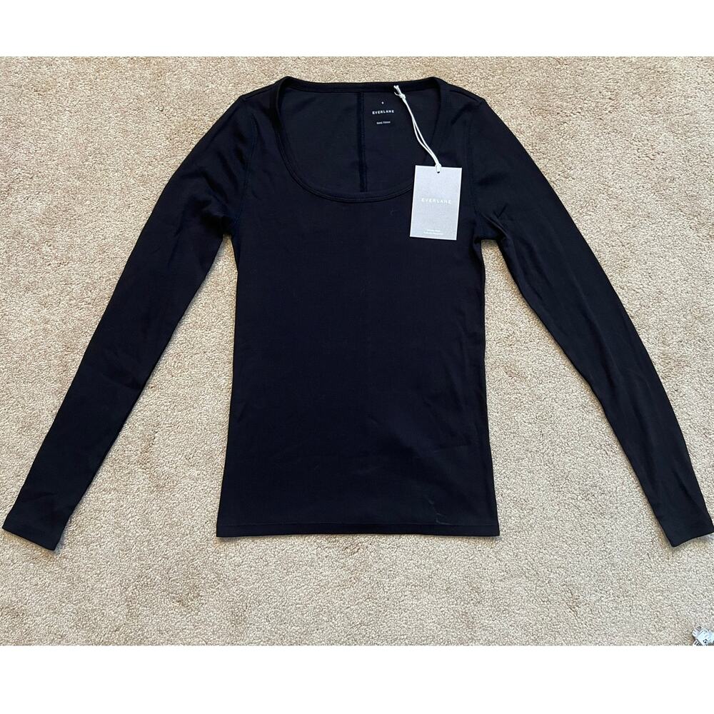 Everlane The Luxe Rib Long-Sleeve Supima Cotton Scoop-Neck Tee - Picture 3 of 8